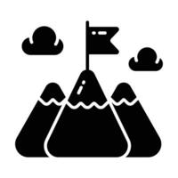 drapeau sur Haut de montagne, concept icône de mission dans branché style vecteur