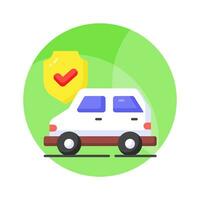 Télécharger cette prime icône de voiture assurance, protection bouclier avec voiture, voiture sécurité vecteur