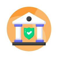protection bouclier avec banque bâtiment, financier assurance, banque sécurité, sécurise bancaire icône conception vecteur