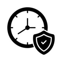bouclier avec horloge, protection temps, garantie période icône conception, prime vecteur