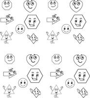 vecteur Couleur par formes noir et blanc formes- formes emoji coloration pages