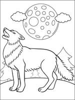 gratuit vecteur main tiré Loup contour illustration- Loup coloration pages - vecteur