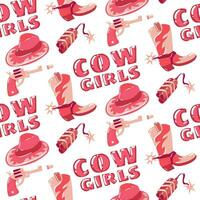 une modèle dans le forme de dessin animé rose bottes pour une cow-girl, une chapeau, dynamiter et une revolver. une chapeau pour une faire la fête. le à la mode style de le sauvage Ouest. cow-boy occidental. Couleur plat vecteur