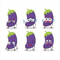 aubergine dessin animé dans personnage avec triste expression vecteur