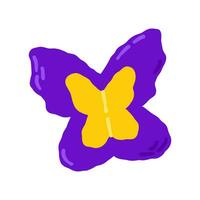 violet Jaune papillon épingle à cheveux 00s, années 2000. main tiré plat dessin animé élément. vecteur illustration