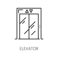 ascenseur fermé des portes dans Hôtel lobby, mince ligne vecteur