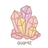 alphabet q pour quartz vocabulaire école leçon dessin animé illustration vecteur clipart autocollant