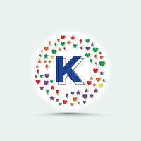 lettre k logo conception modèle avec coloré l'amour cœur étoile et ballon vecteur