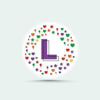 lettre l logo conception modèle avec coloré l'amour cœur étoile et ballon vecteur