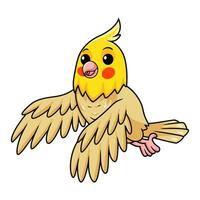 mignonne lutin calopsitte oiseau dessin animé vecteur