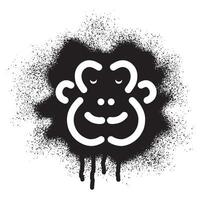 singe visage pochoir graffiti avec noir vaporisateur peindre vecteur