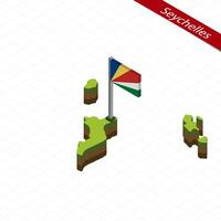 les Seychelles isométrique carte et drapeau. vecteur illustration.