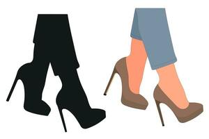 vague image de le silhouette de aux femmes chaussures. des chaussures talons aiguilles, haute talons vecteur