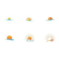 modèle de logo de lever de soleil. modèle de logo d'icône d'illustration vectorielle soleil sur l'horizon vecteur