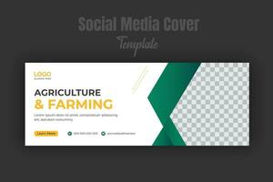 agriculture et agriculture un service social médias couverture ou Publier et la toile bannière conception modèle avec géométrique vert pente Couleur formes vecteur