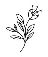 tatouage minimaliste d'une plante et d'une fleur sur fond blanc vecteur