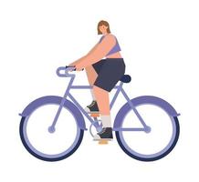 femme sur un vélo violet vecteur