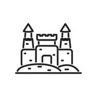 le sable Château vecteur icône dans ligne style