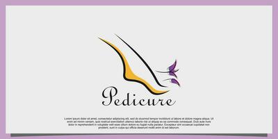 menucure pédicure logo avec pied illustré logo conception vecteur