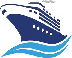 croisière navire sur mer vagues icône symbole vecteur logo conception modèle