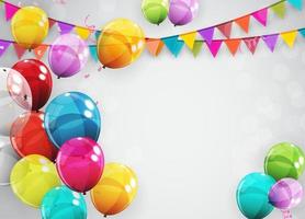 groupe de fond de ballons d'hélium brillant de couleur. ensemble de ballons pour anniversaire, anniversaire, décorations de fête. illustration vectorielle vecteur