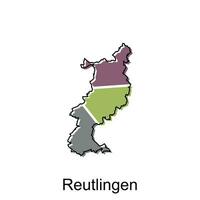 carte de reutlingen moderne géométrique avec contour vecteur conception, vecteur modèle coloré graphique illustration