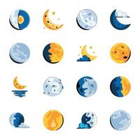 collection de lune plat des illustrations vecteur