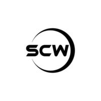 création de logo de lettre scw dans l'illustrateur. logo vectoriel, dessins de calligraphie pour logo, affiche, invitation, etc. vecteur