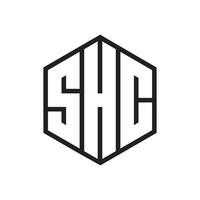 ligne hexagone lettre shc logo conception vecteur illustration.