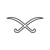 ligne icône deux épée arabe isolé sur blanc Contexte. vecteur