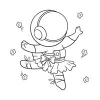 mignonne astronaute dansant ballet style pour coloration vecteur