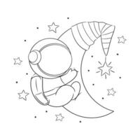 astronautes sont sur le lune en train de dormir pour coloration vecteur