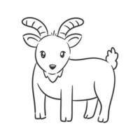 une blanc chèvre dessin animé personnage pour coloration vecteur