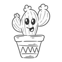 mignonne gemoy cactus a une content en riant faciale expression pour coloration vecteur