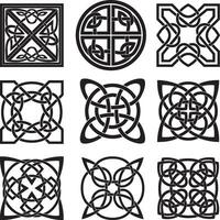 vecteur noir monochrome ensemble de celtique nœuds. ornements de ancien européen peuples. panneaux et symboles de le irlandais, écossais, les bretons, francs