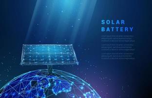 batterie solaire bleue abstraite sur la planète terre, panneau, énergie renouvelable vecteur