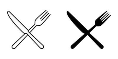 ensemble d'icônes de fourchette et couteau vecteur
