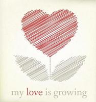 Growing heart on vintage paper, graphic illustratin vector