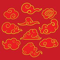 le rouge chinois nuage symbole royalties pour décor image vecteur