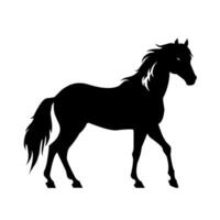 Animé vecteur illustration de une noir cheval animal sur une blanc Contexte