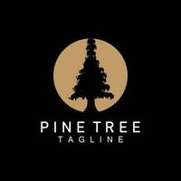 pin arbre logo, vecteur conception illustration modèle à feuilles persistantes arbre ancien silhouette forêt