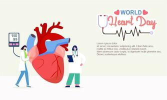 monde cœur journée affiche campagne dans dessin animé personnage traitement et santé se soucier conscience et plat conception à 29 septembre vecteur