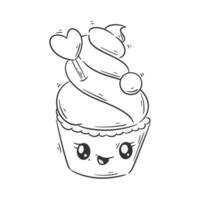 mignonne la glace crème souriant dessin animé vecteur pour coloration