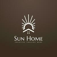 maison logo conception avec abstrait lumière du soleil luxe minimaliste lignes vecteur