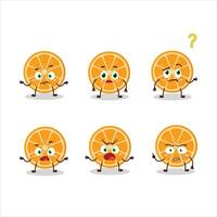 dessin animé personnage de tranche de Orange avec quoi expression vecteur