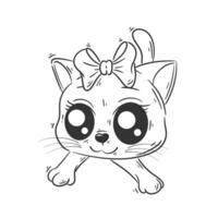 mignonne chat portant une ruban dessin animé vecteur pour coloration