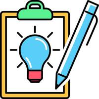 stylo, lampe ampoule et planche icône. symbole pour la modélisation idée et innovation. vecteur