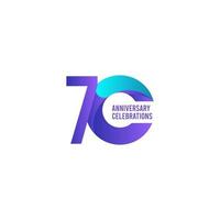 Célébration d'anniversaire de 70 ans, illustration de conception de modèle vectoriel dégradé violet et bleu