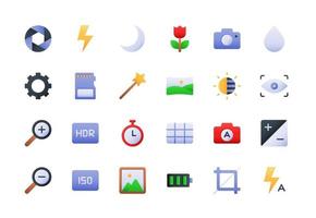 jeu d'icônes de dégradé d'interface de caméra vecteur