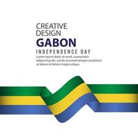 célébration de la fête de l'indépendance du gabon design créatif illustration vecteur modèle